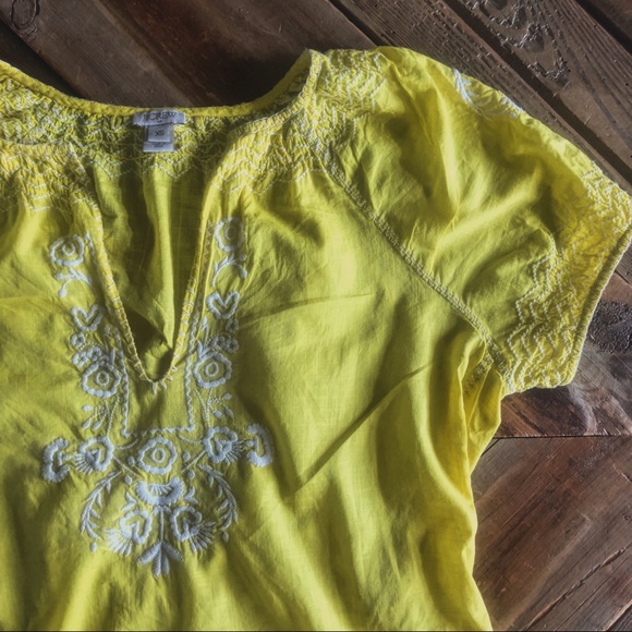 J.Crew Yellow Embroidered Blouse - Picture 2 of 4
